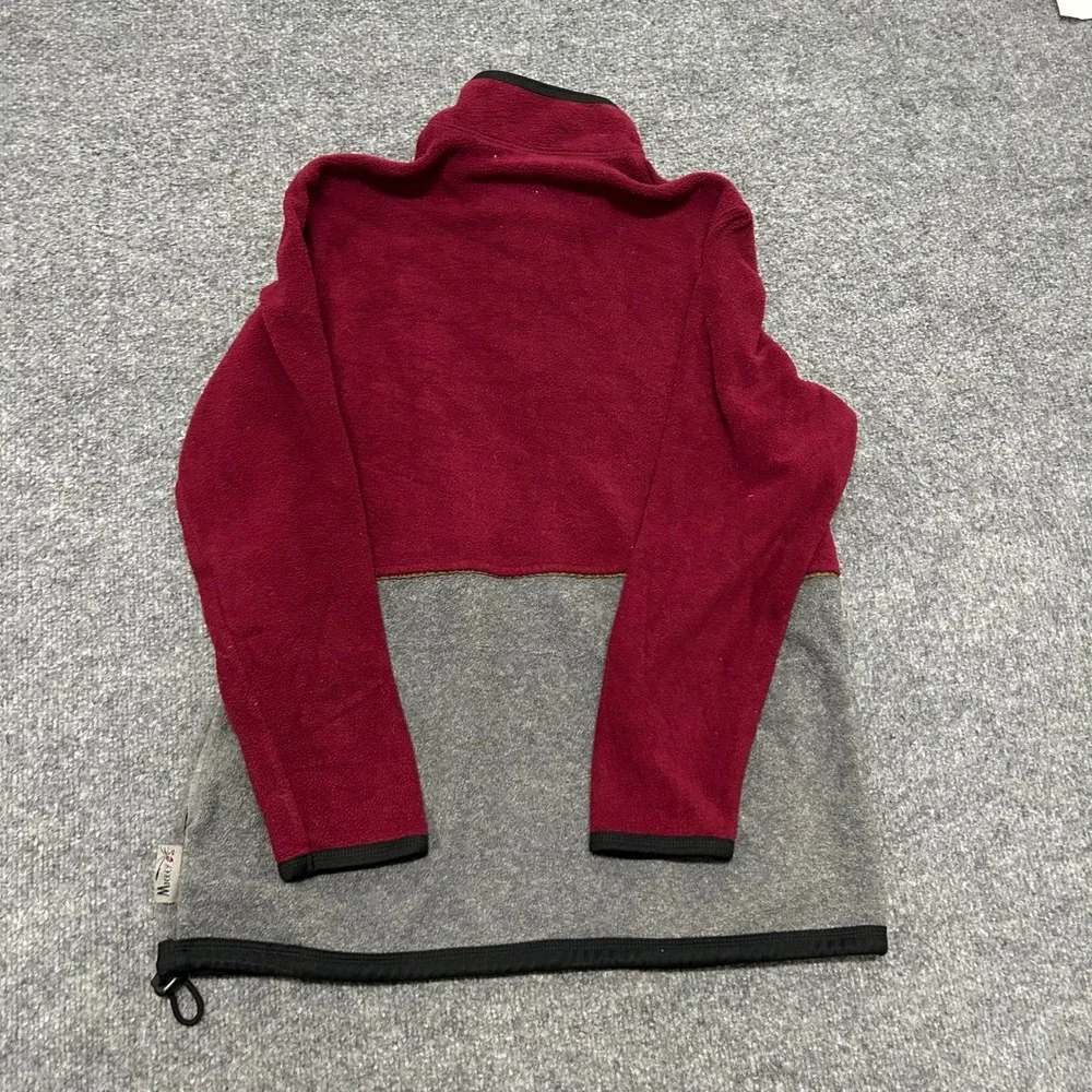 Disney Fleece Pullover Womens Size M Maroon Grey Colorblock Mickey Mouse 1/4 Zip